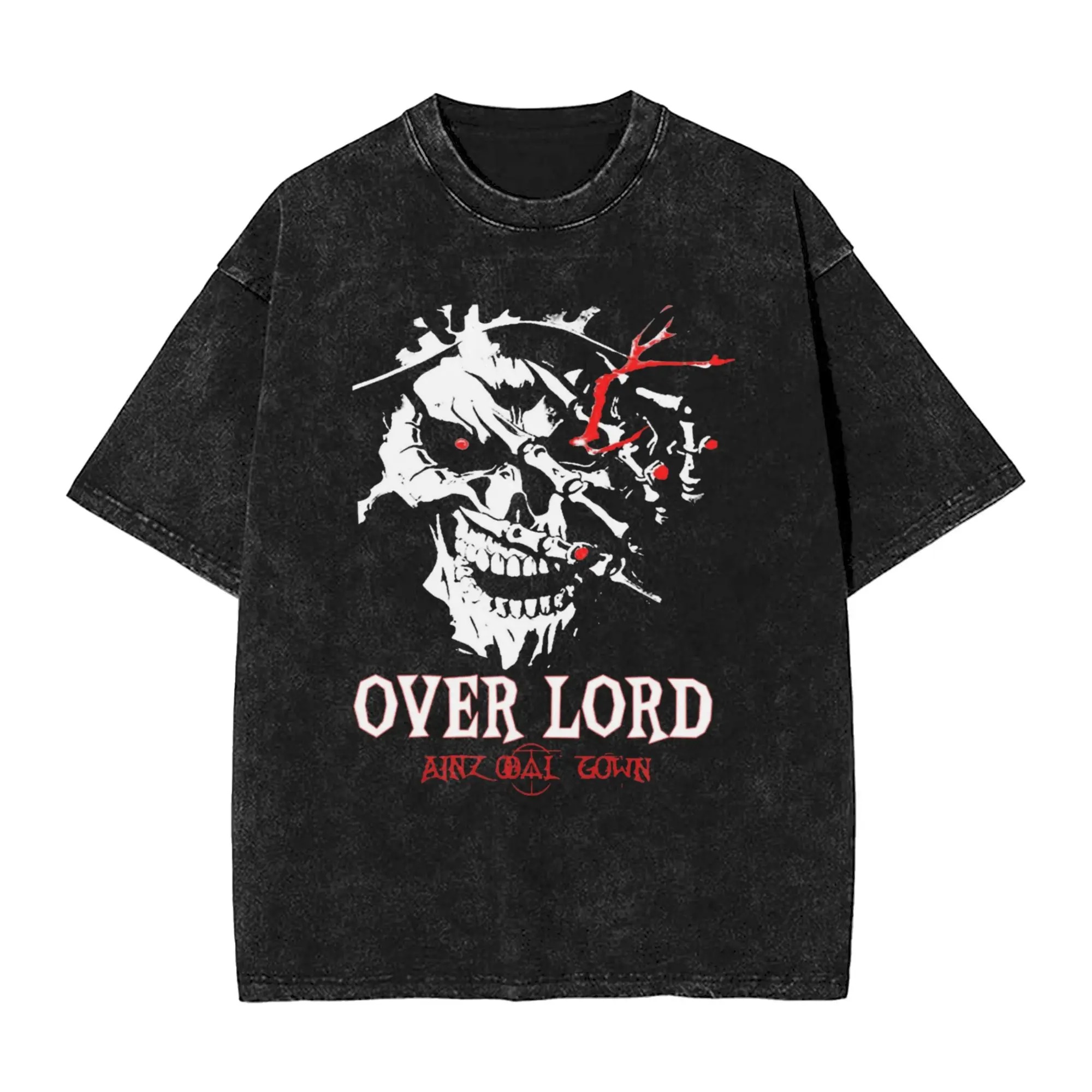 Anime Cosplay Shop - อะนิเมะญี่ปุ่นอัลเบโด้โอเวอร์ลอร์ดวินเทจวอชเสื้อยืดเสื้อผ้าผู้ชายผู้หญิงแฟชั่นฤดูร้อนเสื้อยืดคอสเพลย์เสื้อยืดแขนสั้น