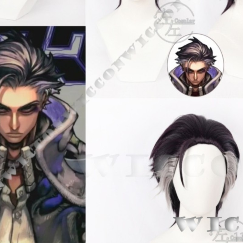 Cosplay Anime White Hair - โซดิล คลีนเนอร์คอสเพลย์ชายสีดำสีขาววิกผมสั้นอุปกรณ์เสริมฮาโลวีนปาร์ตี้ชุดสวมบทบาทคริสต์มาสอะนิเมะ GACHIAKUTA