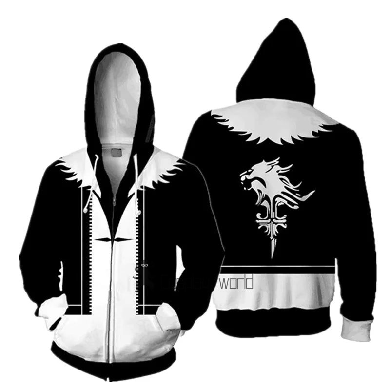 Anime Cosplay Dress For Men - เสื้อฮู้ดคอสเพลย์ไฟนอลแฟนตาซีแบบมีซิป ชุดยูนิฟอร์มสำหรับงานปาร์ตี้ เสื้อแจ็คเก็ตสำหรับผู้ชาย ฤดูใบไม้ผลิ ผ้าโพลีเอสเตอร์ เสื้อคลุมกีฬา