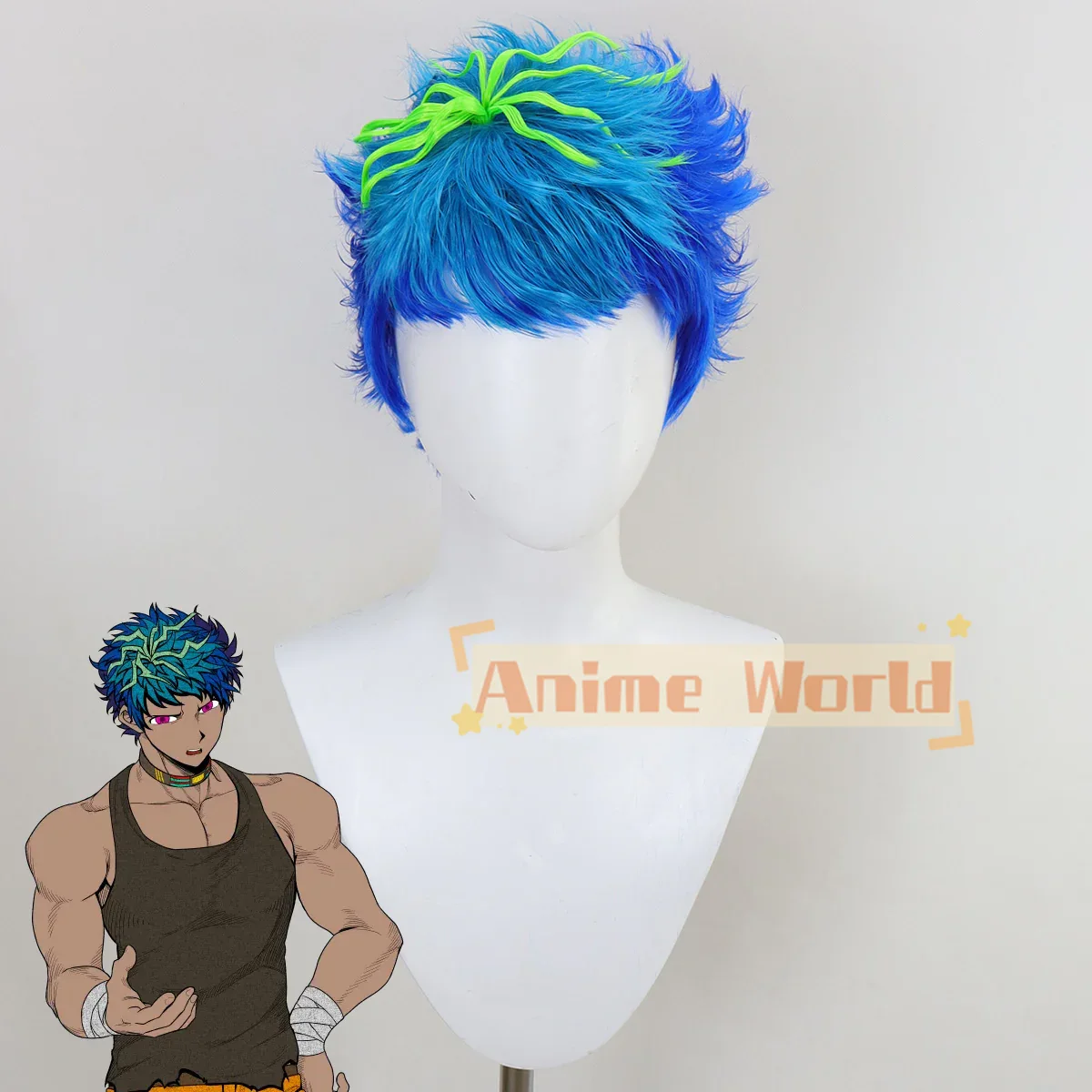 Anime Cosplay Blue Hair - วิกคอสเพลย์นัวโอมิชิ คุรุมะดา สีน้ำเงินเขียวเหลือง สำหรับงานปาร์ตี้ฮาโลวีน วิกผมใยสังเคราะห์ทนความร้อน