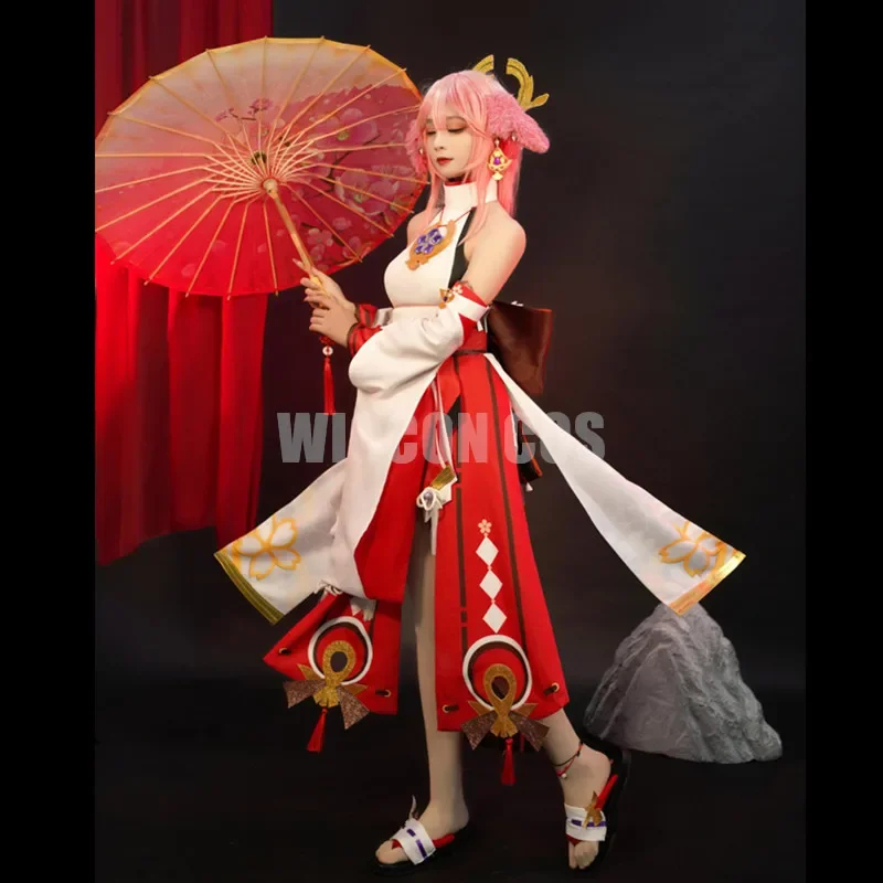 Cosplay Anime Yae Miko - ☆ ชุดคอสเพลย์ ซันโคส มิโกะ อิมแพ็ค พร้อมวิกผม