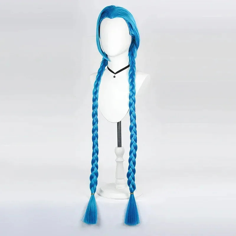 Anime Cosplay Blue Hair - วิกผมคอสเพลย์ของก็อลด์คิงจาก LOL ที่มีผมยาวสีฟ้า เหมาะสำหรับงานปาร์ตี้ฮาโลวีนและคริสต์มาส FD1;6