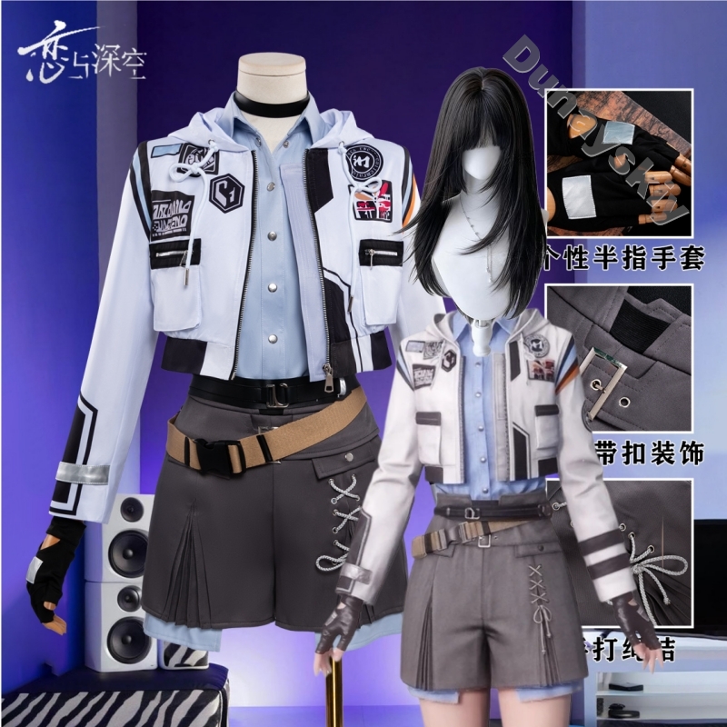 Anime Cosplay For Couples - คาเลบ ​ ชุดคู่รักคอสเพลย์ตัวละครหญิง ชุดเดรสคอสเพลย์ ความรักและความเงียบงันในอวกาศลึก เสื้อโค้ทสตรีทแวร์สไตล์โมโต