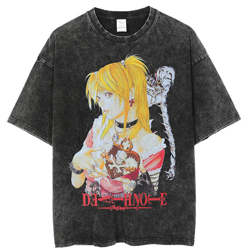 Anime Cosplay Rem - เสื้อยืดลายพิมพ์วินเทจสไตล์เรโทร Death Note มิสะ อามาเนะ เรม