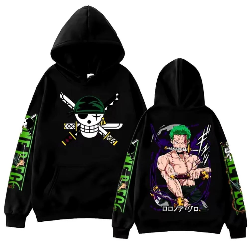 Anime Cosplay Shop - วันพีช โซโร อนิเมะเสื้อฮู้ดผู้ชายผู้หญิงใหม่การ์ตูนพิมพ์ผ้าฝ้ายเสื้อสวมหัวลำลองสตรีทแวร์คอสเพลย์เครื่องแต่งกาย Y2k เสื้อ