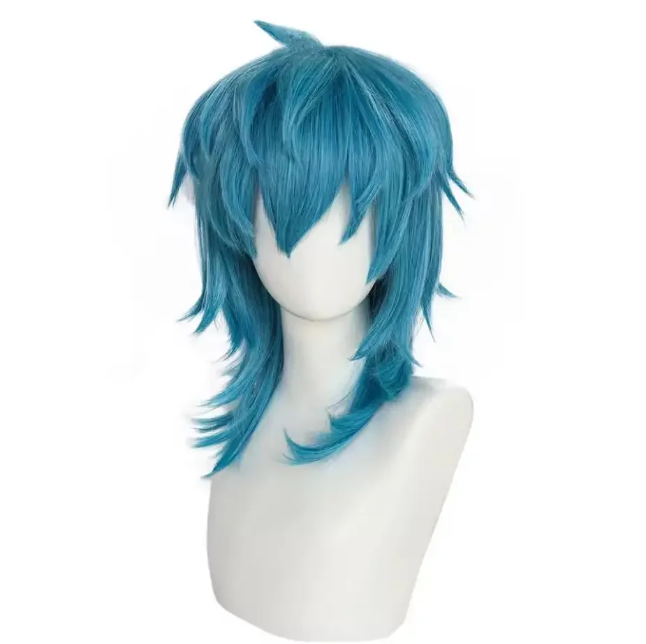 Anime Cosplay Face - วิกผมแซลลี่เฟซ วิกผมสังเคราะห์แบบตรง ความยาวปานกลาง สีฟ้า วิกคอสเพลย์แซลลี่เฟซสำหรับงานฮาโลวีน งานคาร์นิวัล