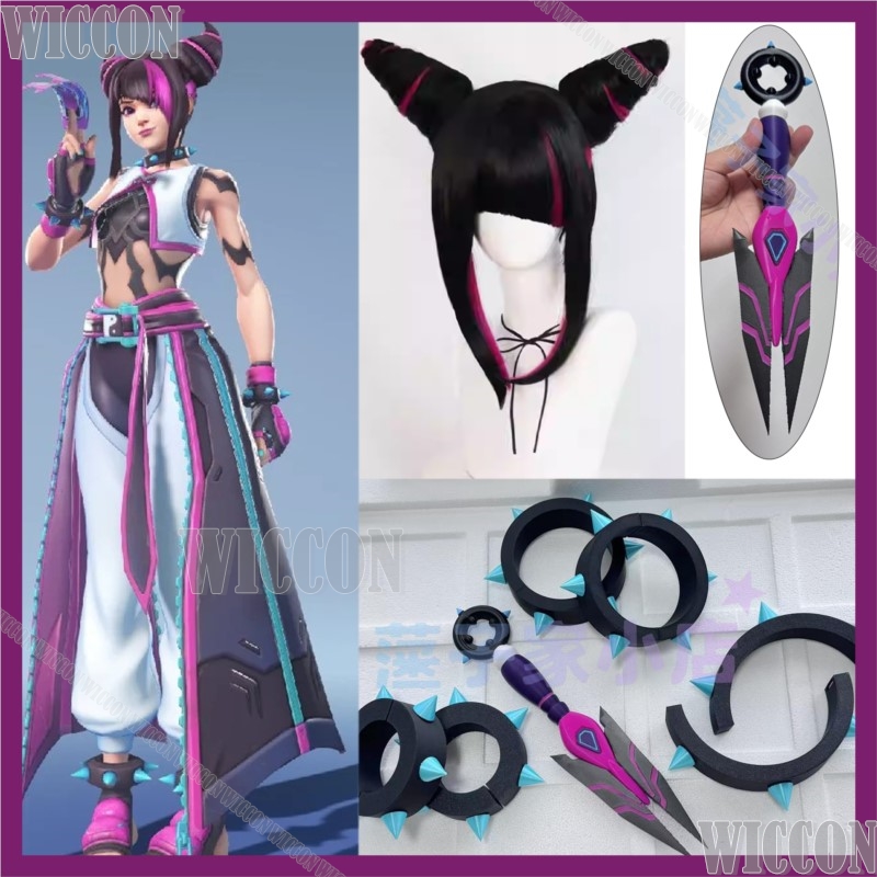 Cosplay Anime Black Hair - ชุดคอสเพลย์เกม Kiriko Juri ฮันโอเวอร์ สำหรับผู้หญิง วิกผมทรงผมสองชั้น