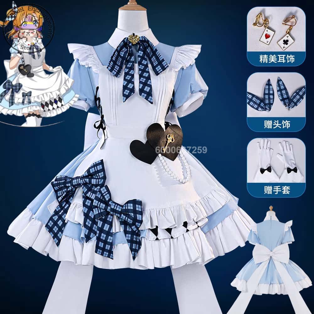 Anime Cosplay Shop - อะนิเมะ Lovelive Μ's คอสเพลย์อะนิเมะบทบาทเล่นแม่บ้านสีฟ้าน่ารักชุดผู้หญิง Comic Con