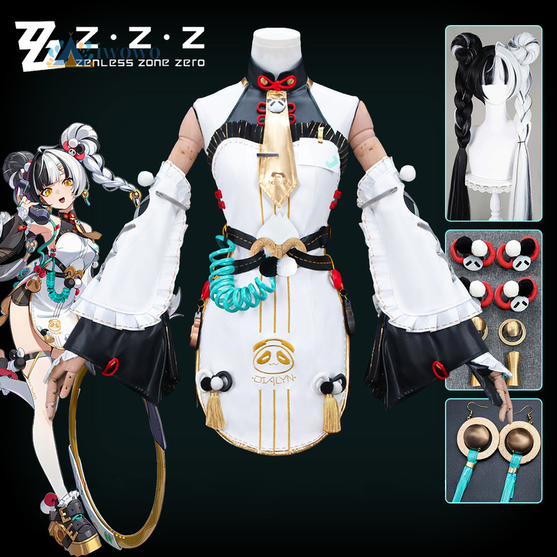 Anime Cosplay Dress For Men - ชุดคอสเพลย์ไดอัลินจากเกม Zenless Zone Zero พร้อมวิกผม ชุดเดรส