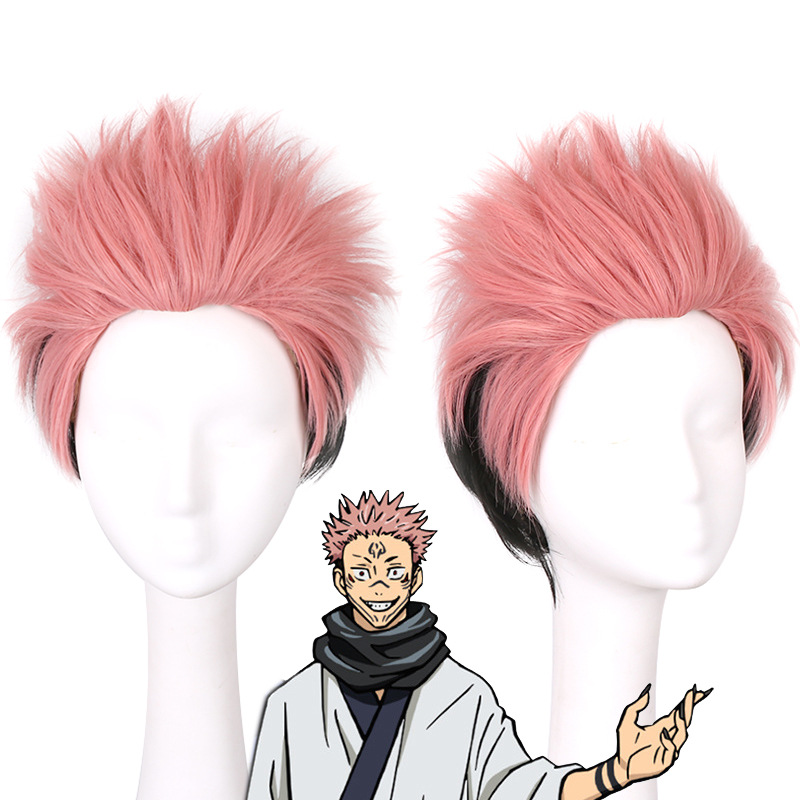 Anime Cosplay Face - Jujutsu Kaisen วิกผมคอสเพลย์ Sukuna สองหน้า, หลากสี,