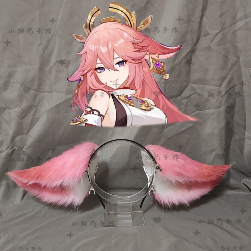 Cosplay Anime Yae Miko - อะนิเมะ Genshin Impact Yae Miko คอสเพลย์งานฝีมือที่คาดผมแบบผ้า