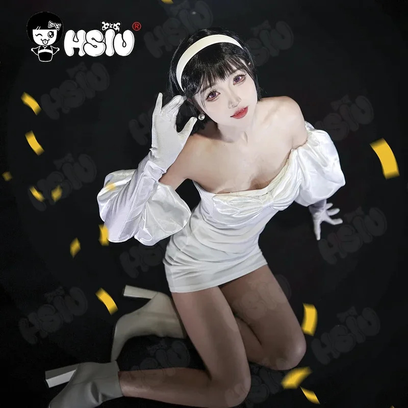 Cosplay Anime White Hair - ชุดคอสเพลย์เอเลี่ยนจากอนิเมะ ชุดเดรสสีขาว ผมสั้นสีดำ ชุดคอสเพลย์ Sua พร้อมวิกผม;3,k8't,