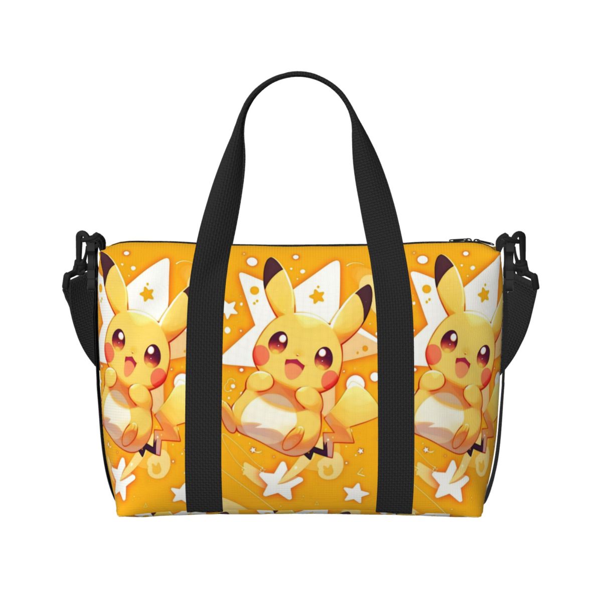Anime Cosplay Shop - กระเป๋าช้อปปิ้งลายพิมพ์น่ารักแบบกำหนดเอง P-Pikachus สำหรับผู้หญิง ความจุขนาดใหญ่ สไตล์คลาสสิก ลายอนิเมะ