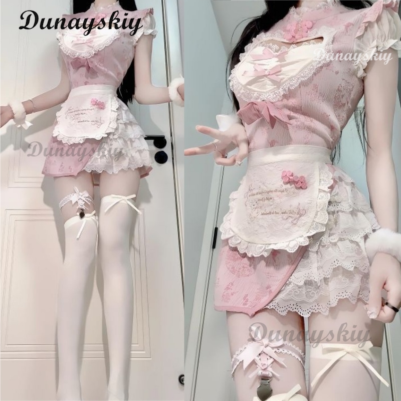 Anime Cosplay Event 2025 - ชุดกี่เพ้าสไตล์จีนสีชมพูแบบใหม่ ปี 2025 ชุดคอสเพลย์เซ็กซี่สำหรับงานฮาโลวีน