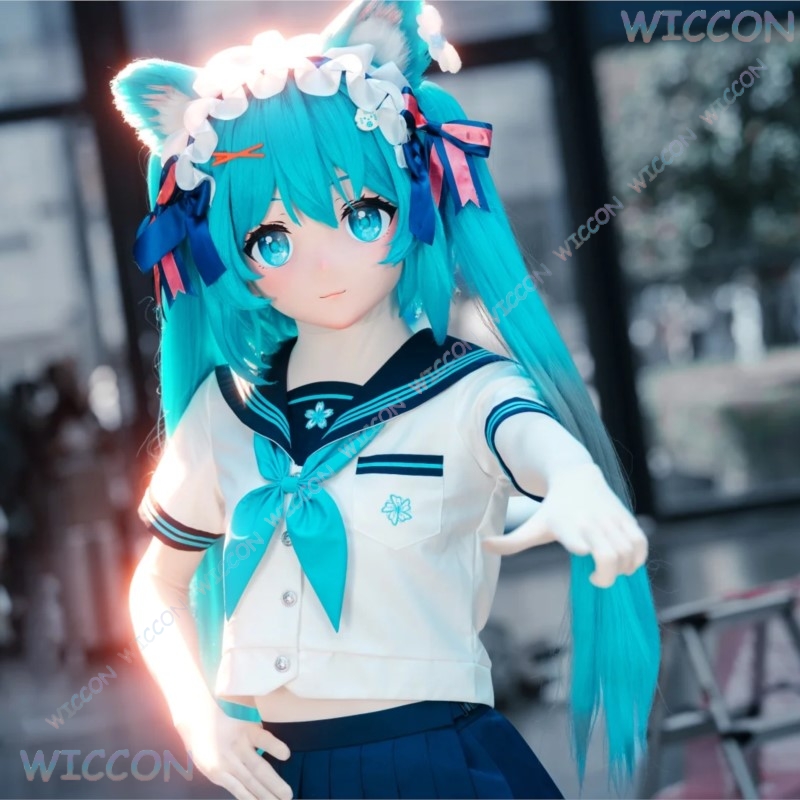 Anime Cosplay Face - Kigurumi หน้ากากใบหน้าหญิงอะนิเมะเกมคอสเพลย์ฐาน Skull Fullset หมวกกันน็อกคอสเพลย์ DIY