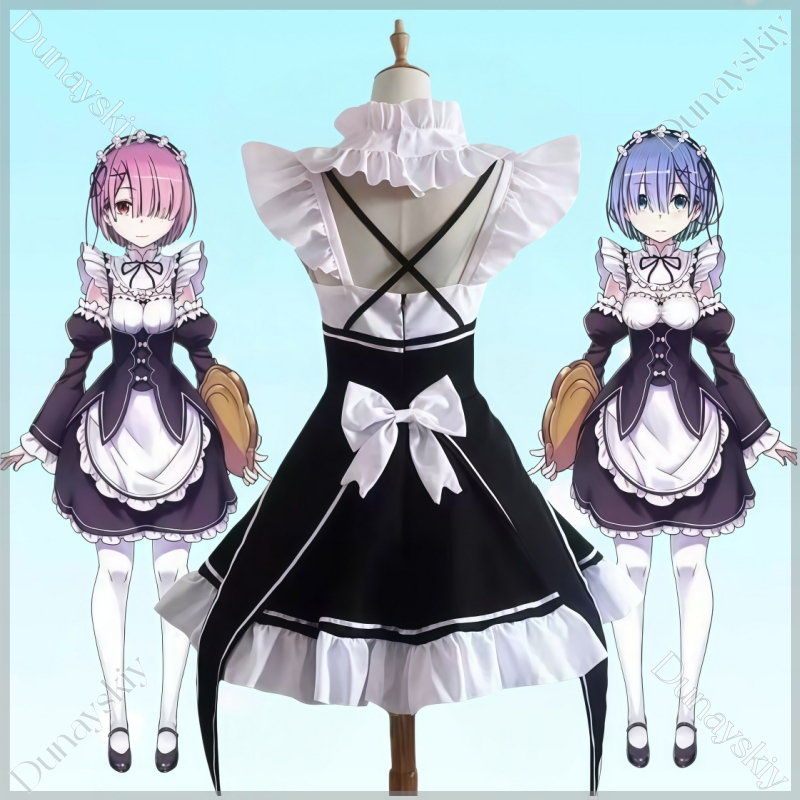 ชุดคอสเพลย์เมด RE0 Rem Ram BJD - Anime Cosplay Rem บทวิจารณ์และราคา
